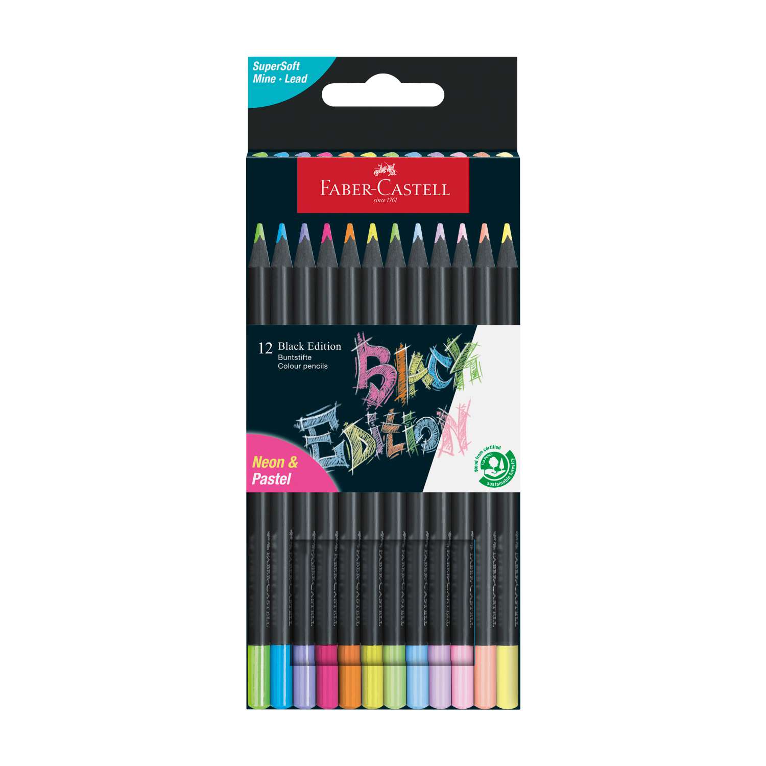 Crayons de couleur Black Edition Neon Pastel Faber Castell Le Géant